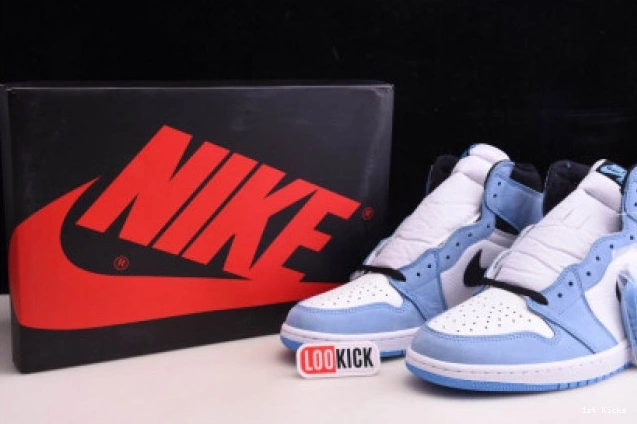 1st Kicks WHITE JORDAN 555088-134 BLACK UNIVERSITY RETRO 1 BLUE AIR HIGH 0719